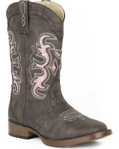 Roper Girls' Lexi Western Boots - Square Toe , Brown, hi-res