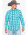 Image #5 - Rock & Roll Denim Men's Poplin Plaid Print Snap Long Sleeve Western Shirt , Blue, hi-res