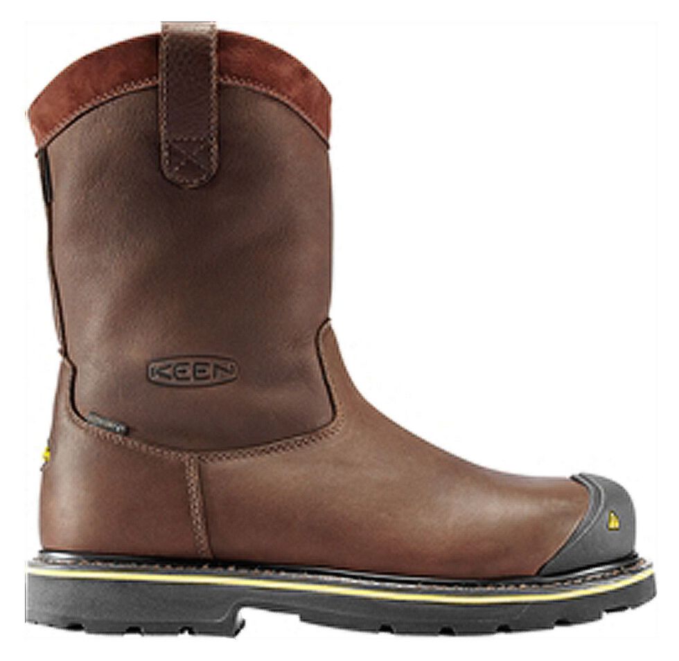 Keen Men's Dallas Wellington Waterproof Boots - Steel Toe, Dark Brown, hi-res