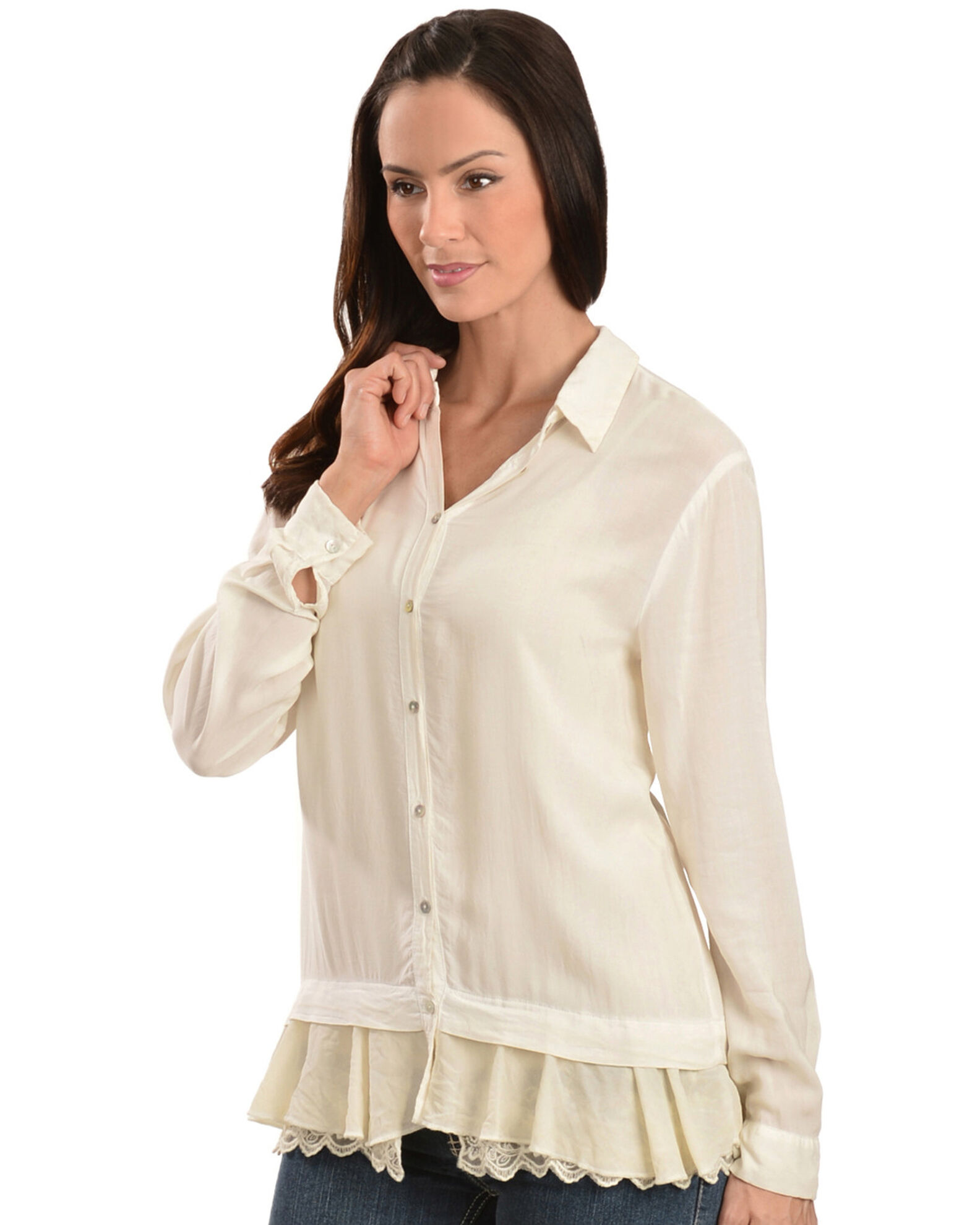 Image #1 - Black Swan Women's Jelena Ruffled Hem Top, Dove Grey, hi-res