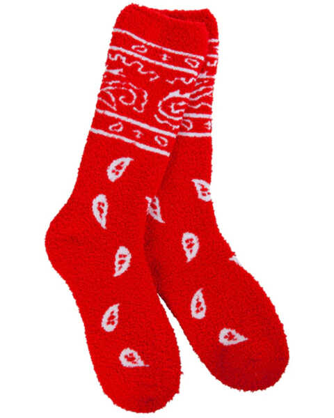 Image #1 - World's Softest Women's Cozy Bandana Socks, Red, hi-res