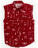 Image #1 - RANK 45® Toddler Girls' Southwestern Print Sleeveless Pearl Snap Shirt, Red, hi-res