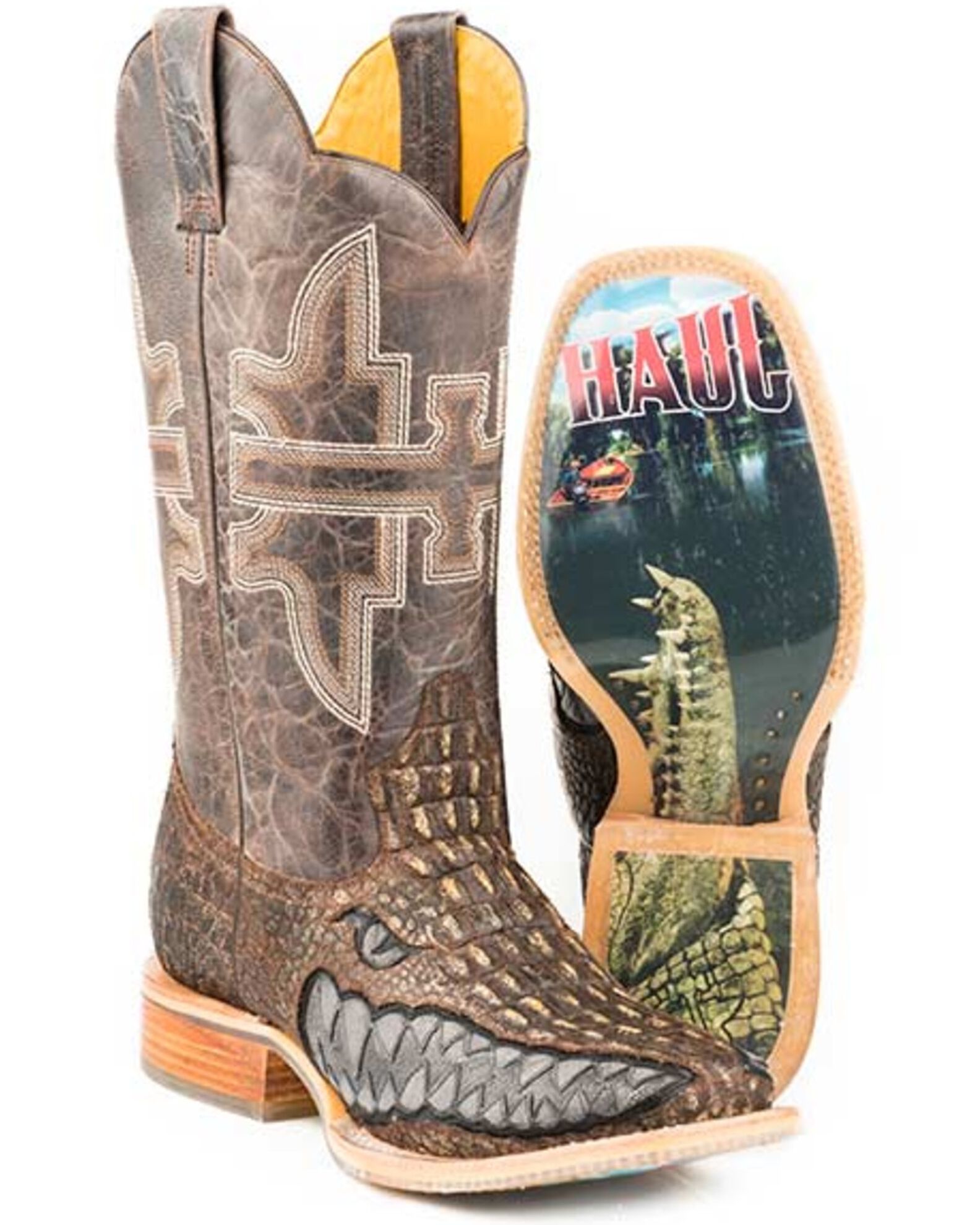 Tin Haul Men s Swamp Chomp Western Boots Broad Square Toe Sheplers