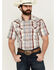 Image #1 - Cody James Men's Festive Plaid Print Short Sleeve Snap Western Shirt, Ivory, hi-res