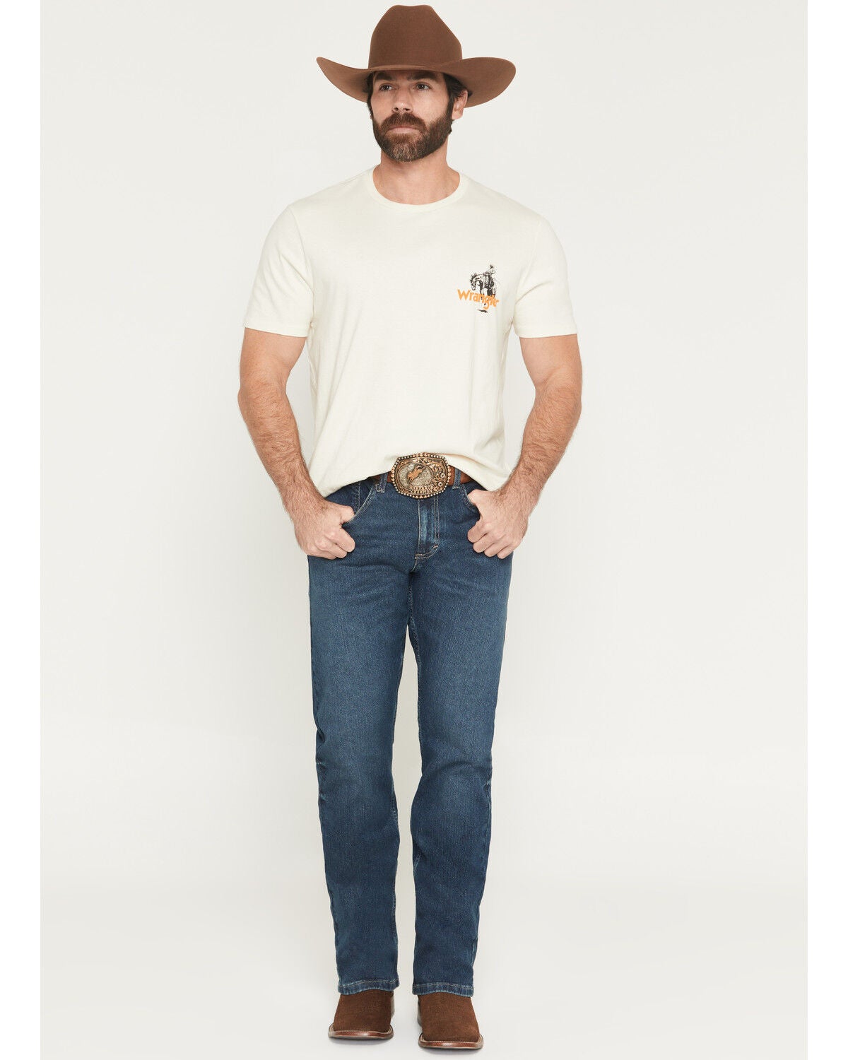 Image #1 - Wrangler 20X Men's 42MWX Wagoner Medium Wash Vintage Bootcut Stretch Denim Jeans, Medium Wash, hi-res