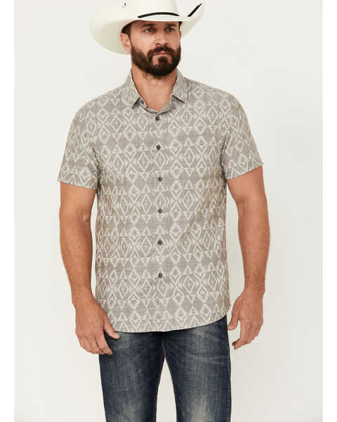 Image #1 - Pendleton Men's Deacon Southwestern Print Short Sleeve Button-Down Western Shirt , Grey, hi-res