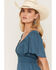 Image #2 - Angie Women's Eyelet Knot Front Short Sleeve Midi Dress, Teal, hi-res