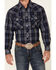 Resistol Double R Men's Cleburne Plaid Long Sleeve Snap Western Shirt , Navy, hi-res