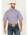 Image #1 - George Strait by Wrangler Men's Geo Print Short Sleeve Button-Down Stretch Western Shirt, Purple, hi-res