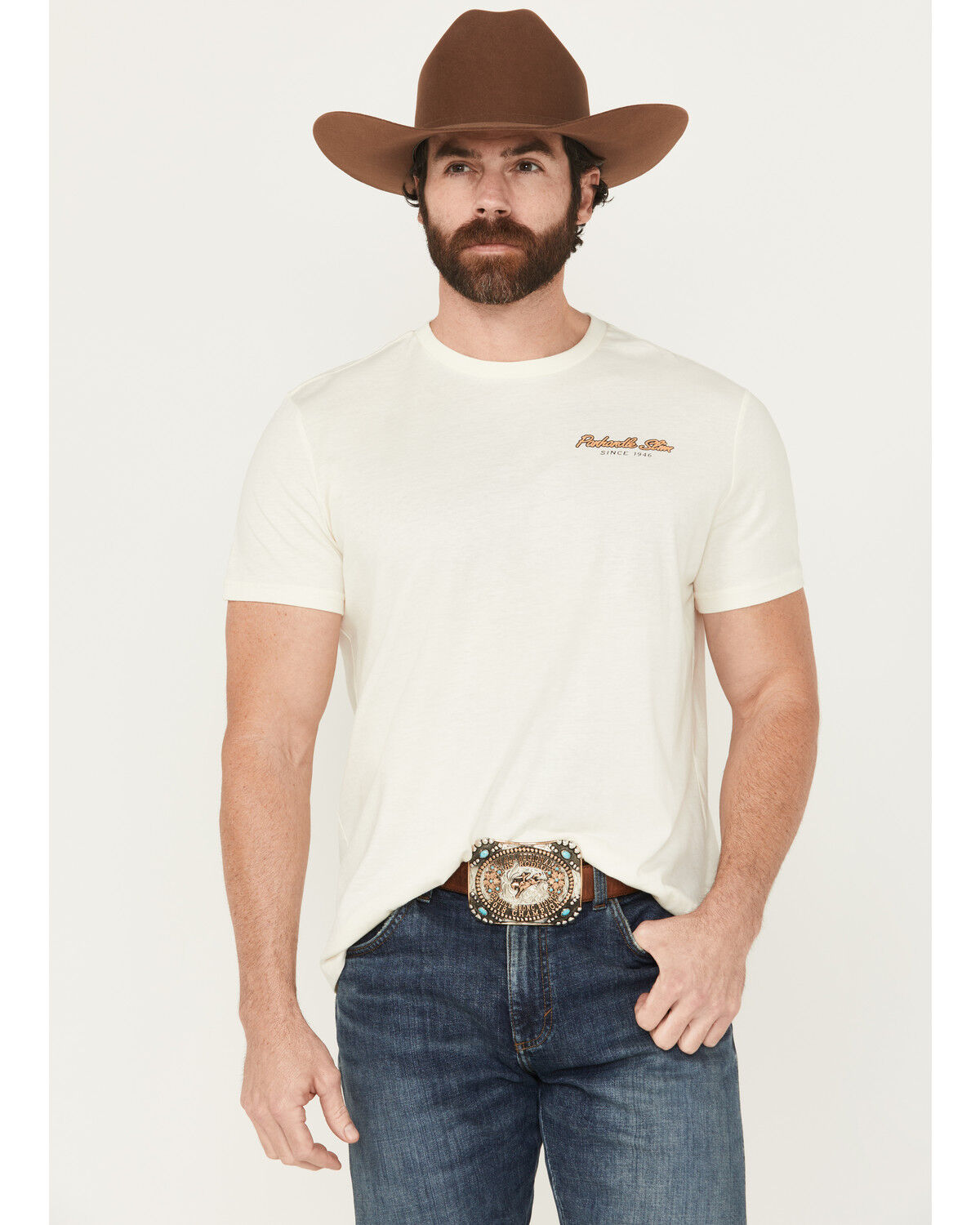 Image #2 - Panhandle Slim Men's Buffalo Short Sleeve Graphic T-Shirt, Natural, hi-res