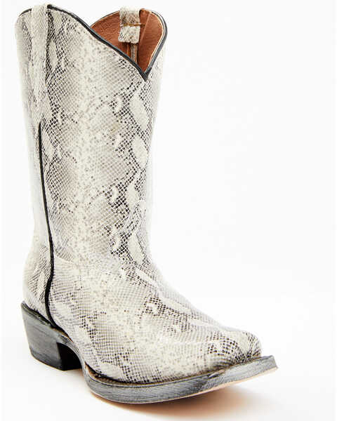 Image #1 - Tanner Mark Girls' Python Print Western Boots - Square Toe, Black/white, hi-res