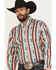 Image #2 - Rock & Roll Denim Men's Southwestern Serape Striped Long Sleeve Button-Down Stretch Western Shirt, Red, hi-res