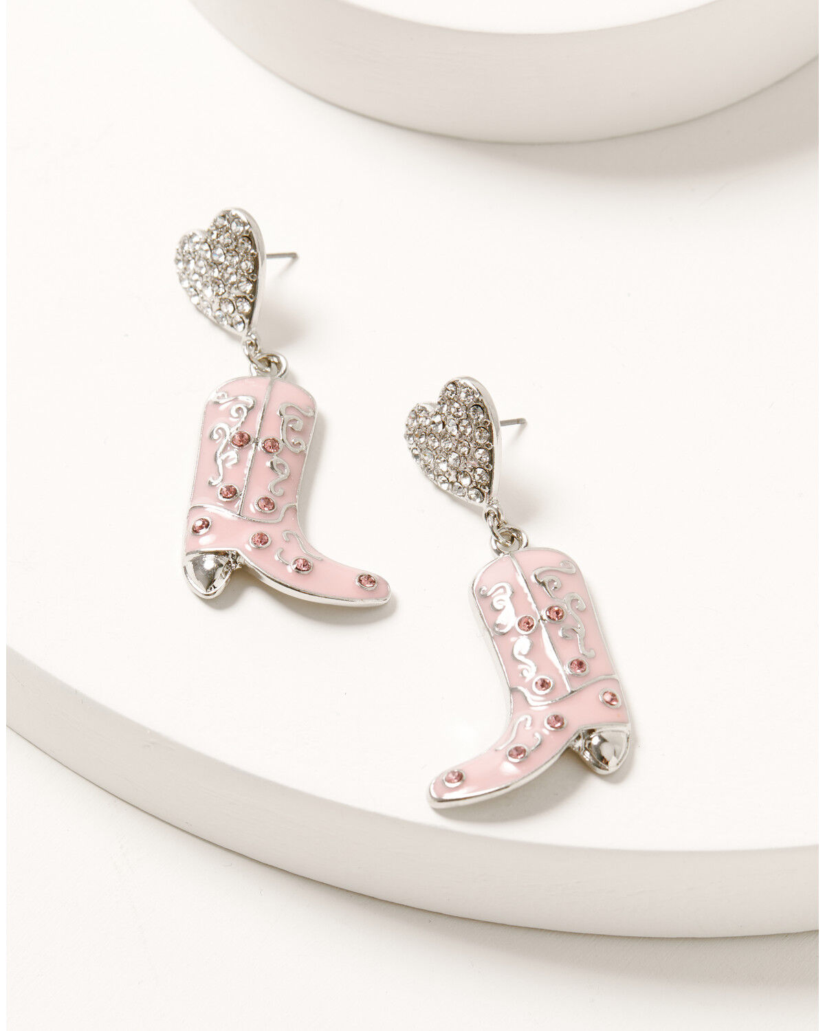 Image #1 - Shyanne Women's Boot and Heart Statement Earrings, Pink, hi-res