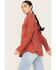 Wild Moss Women's Gauze Long Sleeve Button Down Shirt, Rust Copper, hi-res