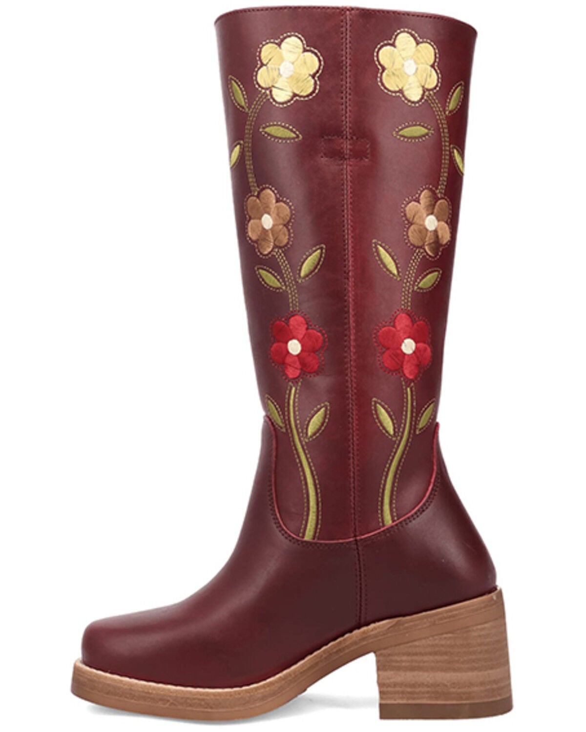 Image #4 - Dingo Women's Floral Bloom Fashion Boots - Round Toe, Burgundy, hi-res