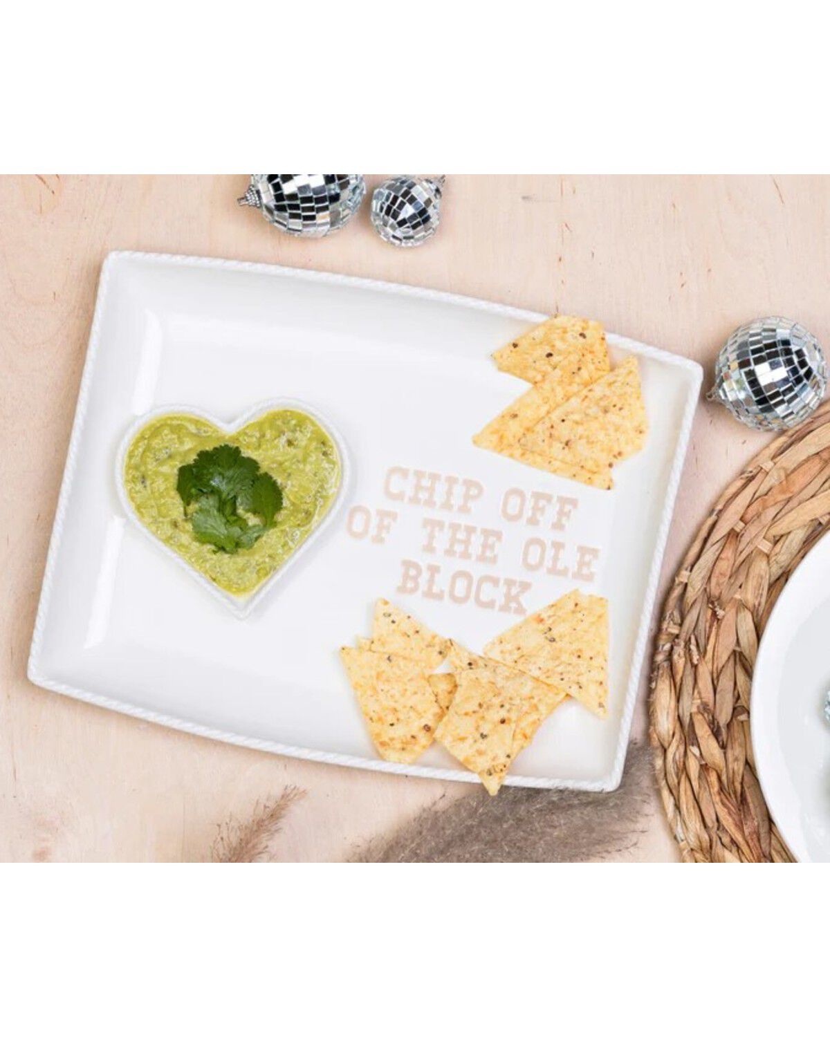 Image #2 - Totalee Gifts Heart Ceramic Platter - 2 Piece, White, hi-res