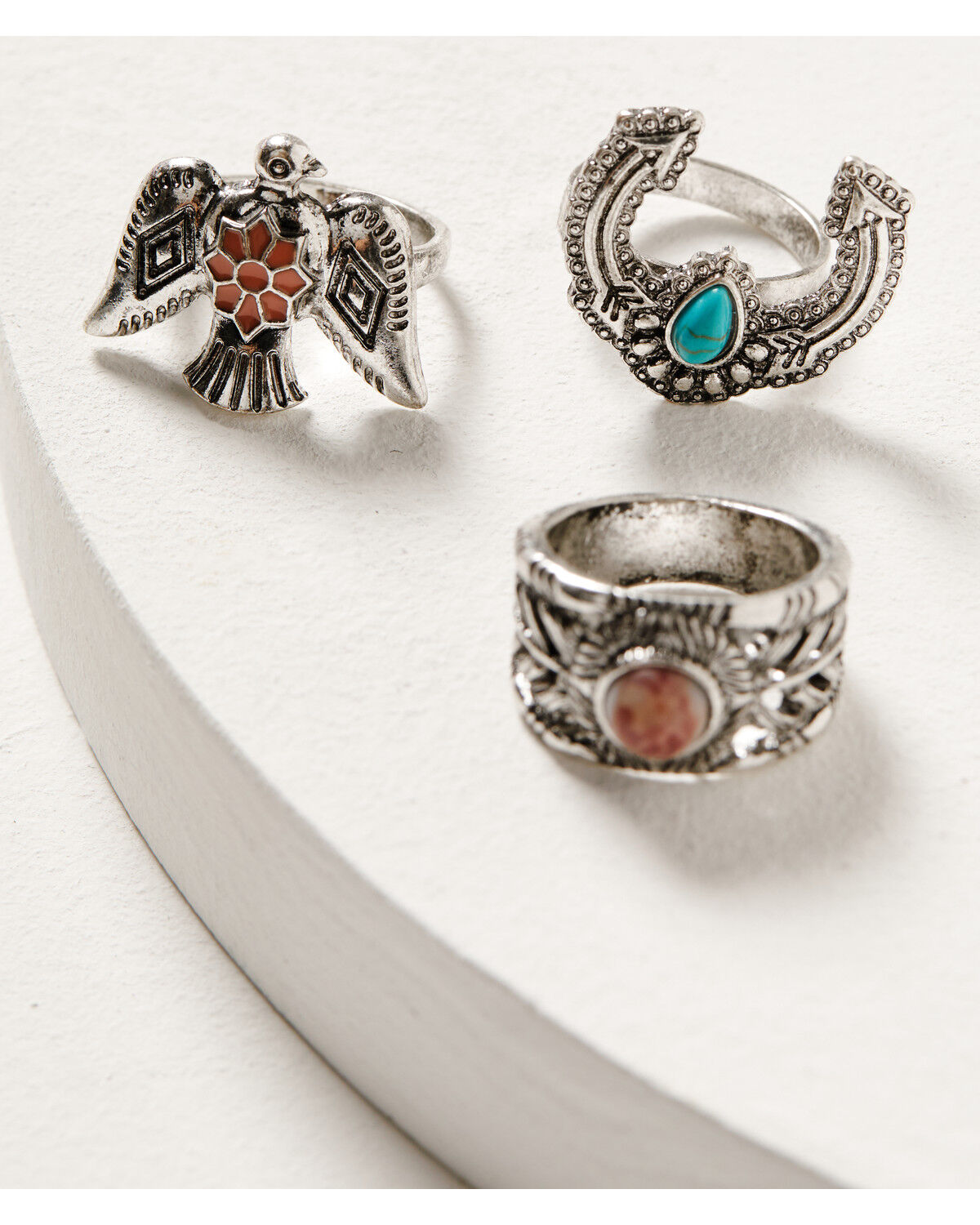 Image #1 - Shyanne Women's Wildflower Bloom Ring Set - 3-Piece, Silver, hi-res