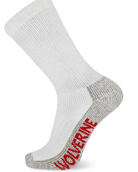 Image #1 - Wolverine Men's Steel Toe Crew Socks - 2 Pack, White, hi-res
