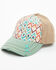 Image #1 - Catchfly Women's Southwestern Print Embroidered Distressed Ponytail Ball Cap, Multi, hi-res