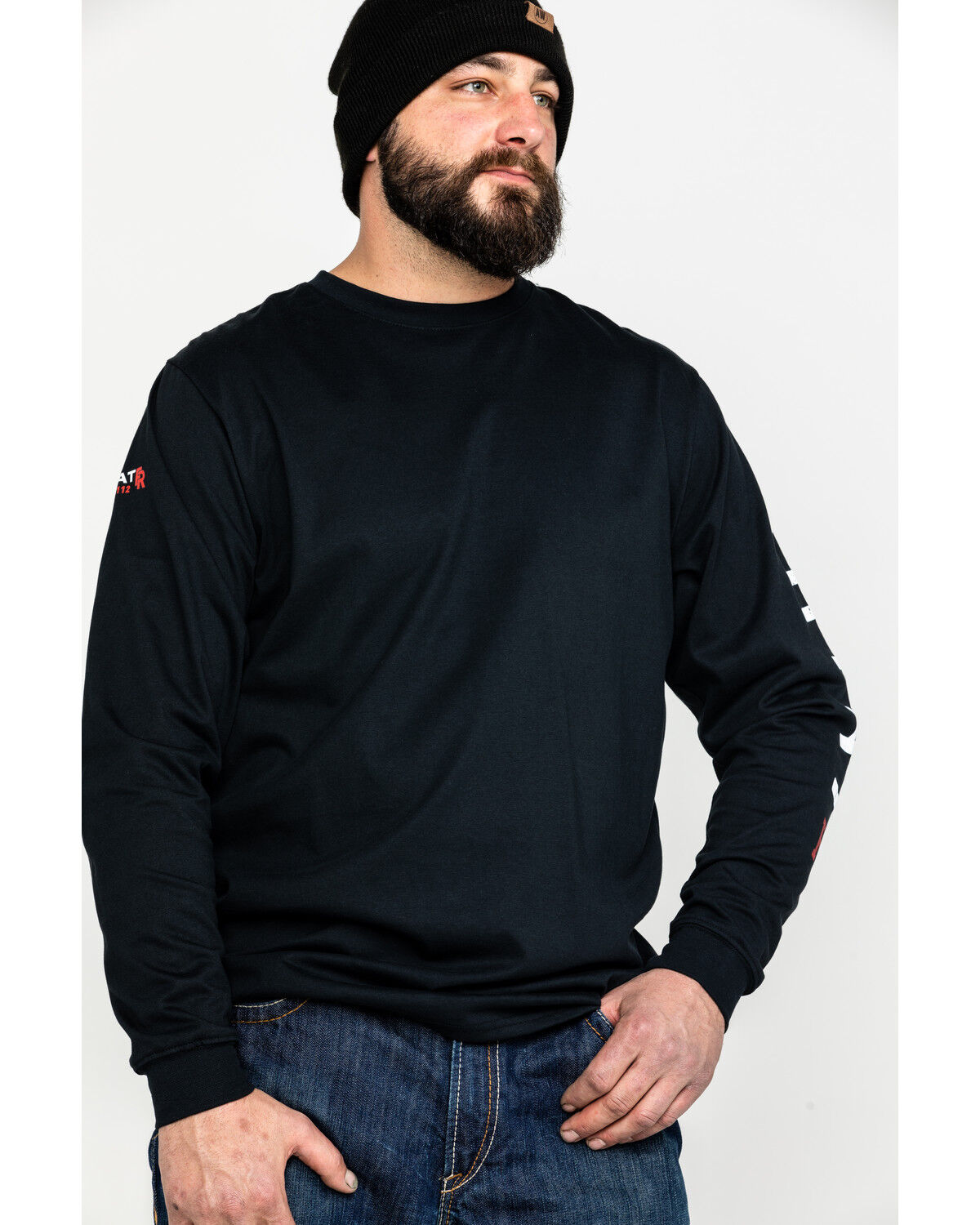 Image #3 - Ariat Men's FR Roughneck Back Skull Graphic Long Sleeve Work T-Shirt - Tall, Black, hi-res