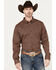 RANK 45® Men's Floral Medallion Print Long Sleeve Button-Down Western Shirt, Coffee, hi-res