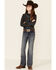 Roper Girls' Windowpane Plaid Print Fancy Yoke Long Sleeve Pearl Snap Western Shirt  , Brown, hi-res