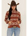 RANK 45 Women's Southwestern Striped Hoodie, Rust Copper, hi-res