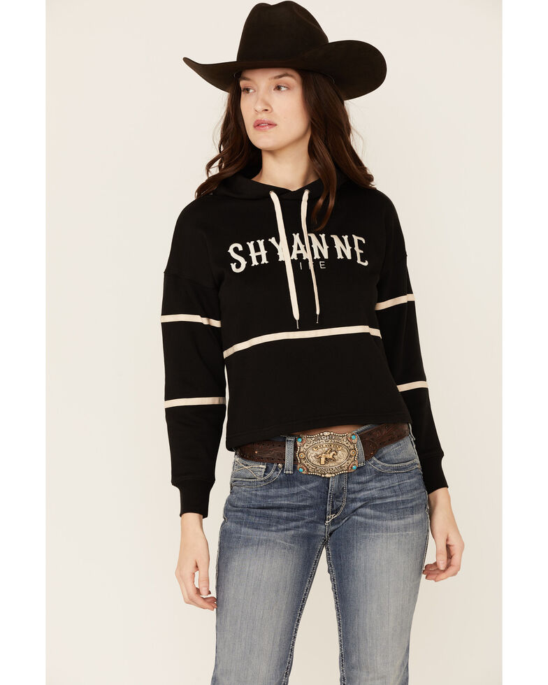  Shyanne Life Women's Cropped Embroidered Hoodie - Black , Black, hi-res