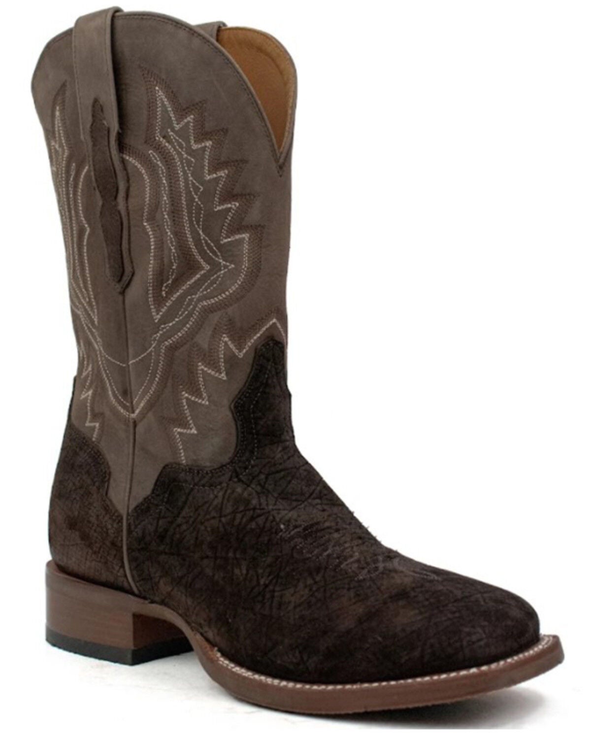 Image #1 - El Dorado Men's Hippo Chocolate Exotic Western Boot - Broad Square Toe, Chocolate, hi-res