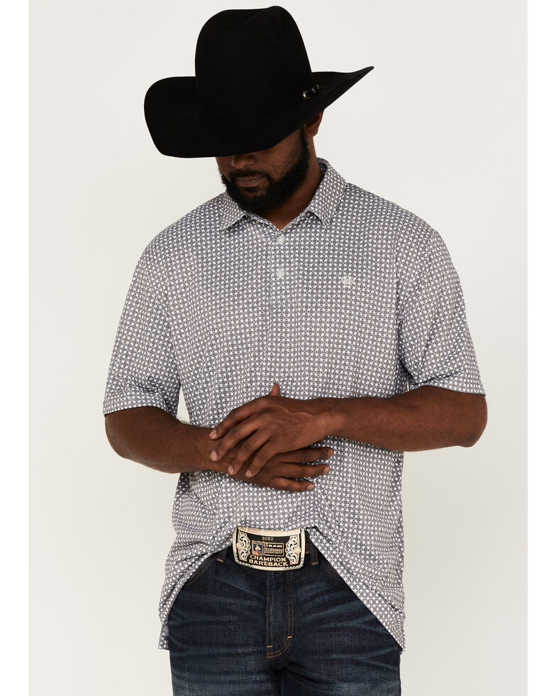Ariat Men's Medallion Print Polo Shirt - Big & Tall , White, hi-res