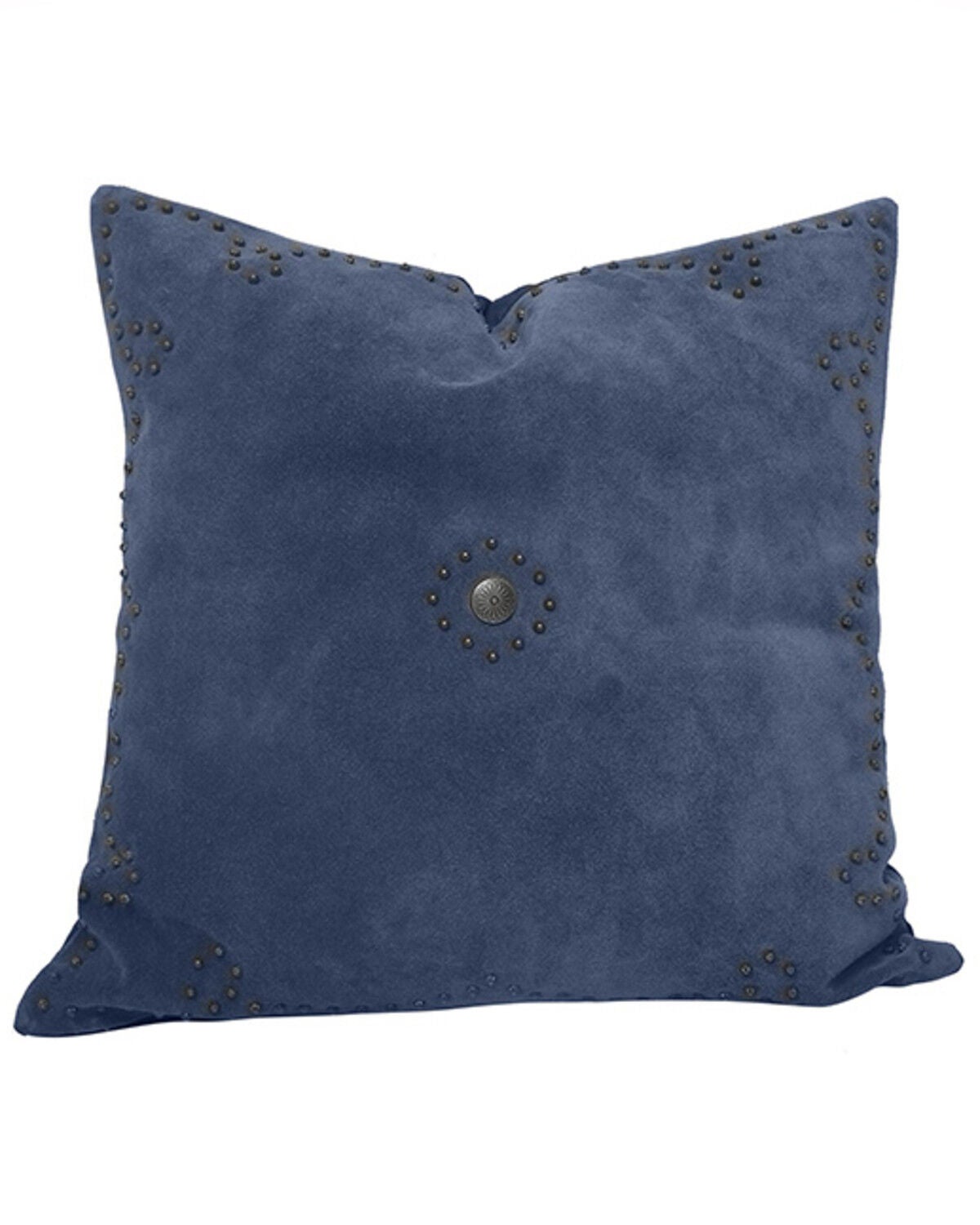 Image #1 - HiEnd Accents Western Suede Antique Silver Concho & Studded Pillow, Navy, hi-res
