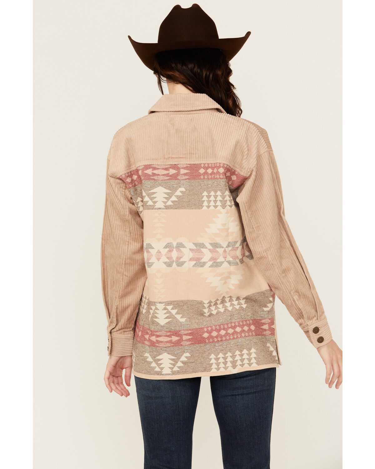 Image #4 - Shyanne Women's Wide Wale Southwestern Print Corduroy Shacket, Beige, hi-res