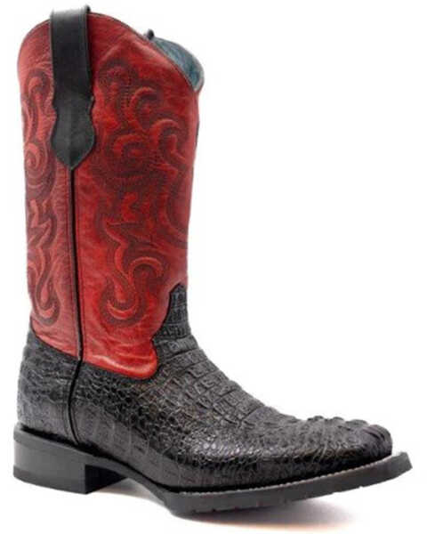 Image #1 - Ferrini Men's Crocodile Print Western Boots - Broad Square Toe , Black, hi-res
