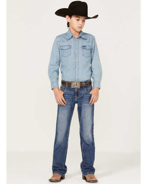 Image #1 - Cinch Boys' Medium Wash Relaxed Straight Jeans, , hi-res