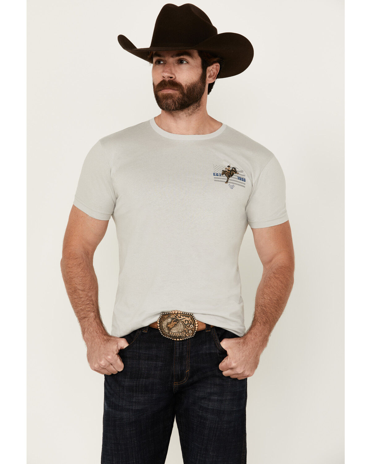 Image #4 - Cowboy Hardware Men's American Made Short Sleeve Graphic T-Shirt, Light Grey, hi-res