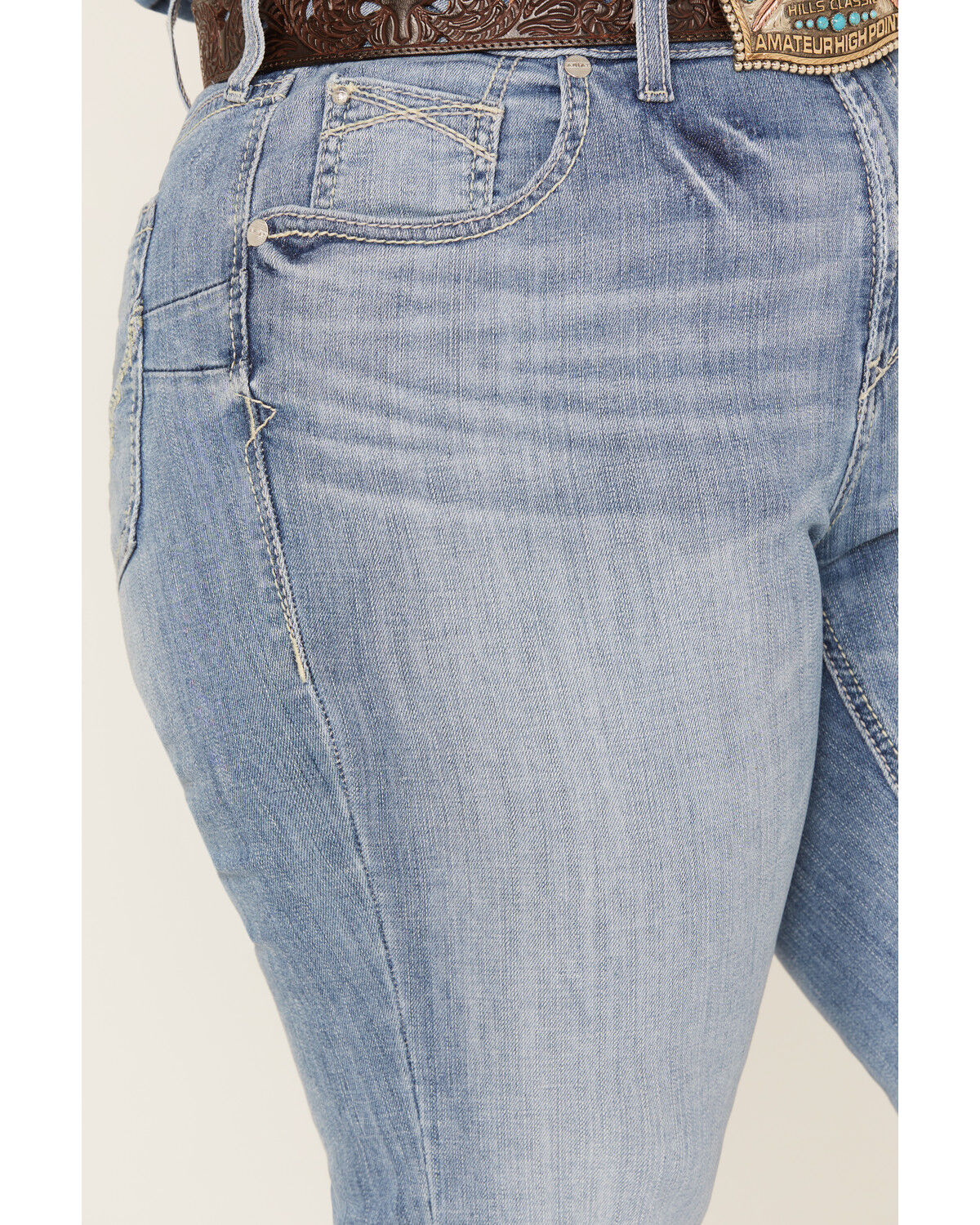 Image #2 - Ariat Women's Light Wash Mid Rise Regina Flare Jeans - Plus, Blue, hi-res
