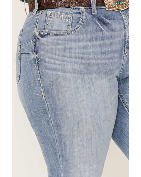 Ariat Women's R.E.A.L. Light Wash Mid Rise Regina Flare Jeans - Plus, Blue, hi-res