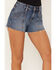Shyanne Women's Dark Wash Mid Rise Rigid Denim Shorts, Dark Medium Wash, hi-res