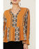 Wrangler Retro Women's Split Neck Peplum Print Mustard Peasant Top, Dark Yellow, hi-res