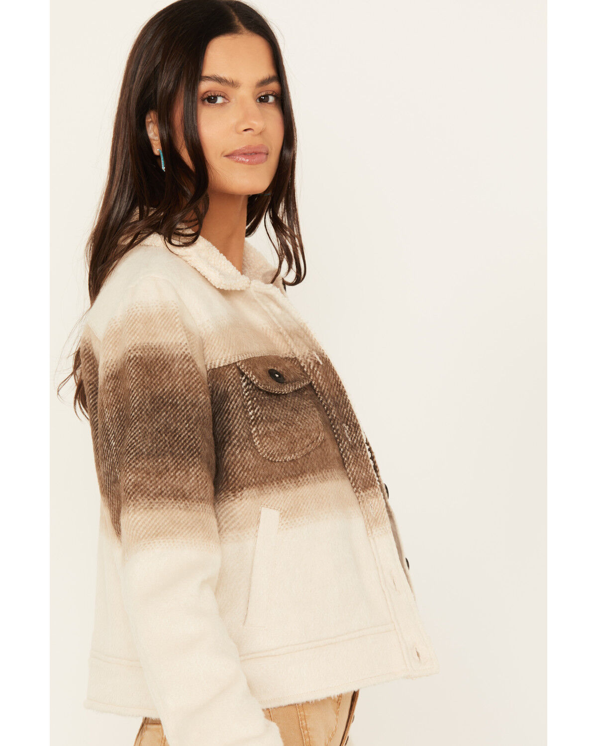 Image #2 - Rock & Roll Denim Women's Ombre Sherpa Jacket, Brown, hi-res