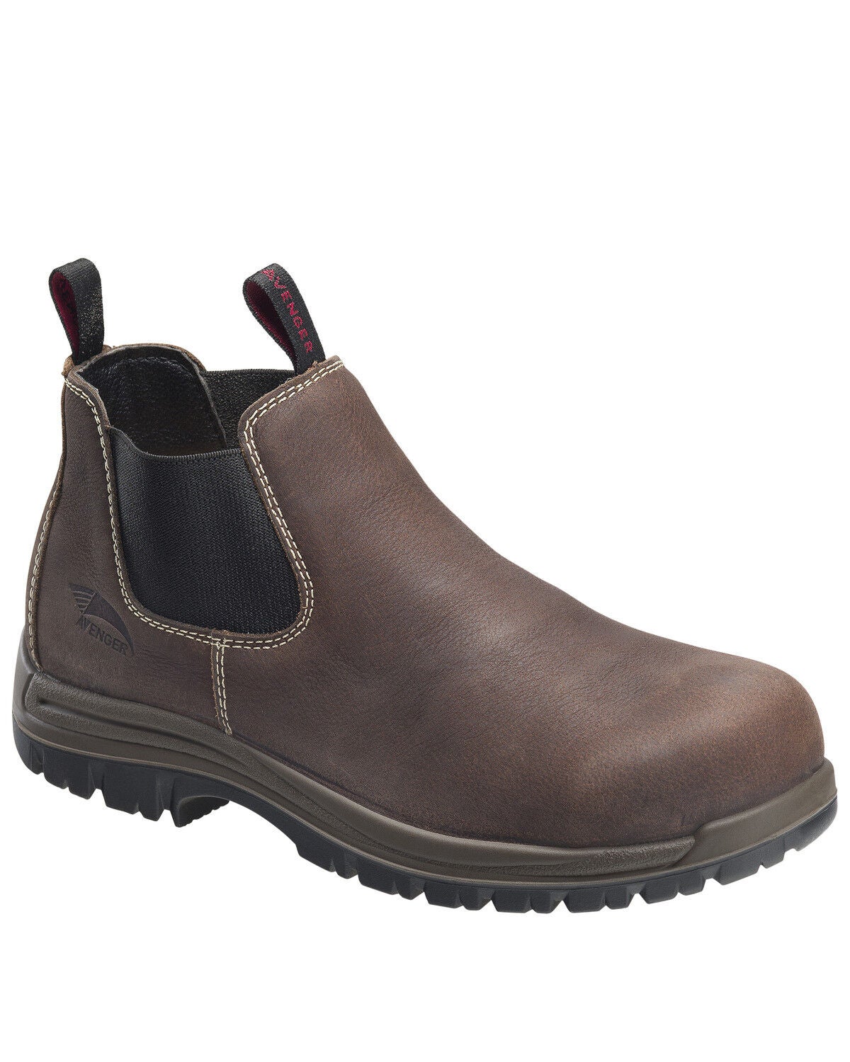 Avenger Men's Foreman Pull On Work Boots - Composite Toe, Brown, hi-res