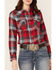 Wrangler Women's Essential Long Sleeve Pearl Snap Flannel Shirt, Red, hi-res