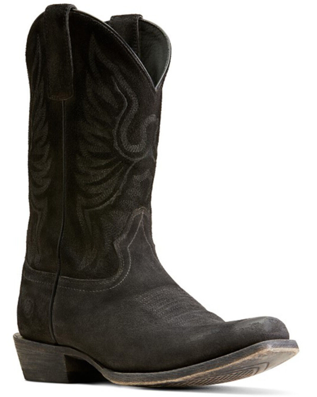 Image #1 - Ariat Men's Circuit High Stepper Distressed Suede Western Boots - Square Toe, Black, hi-res