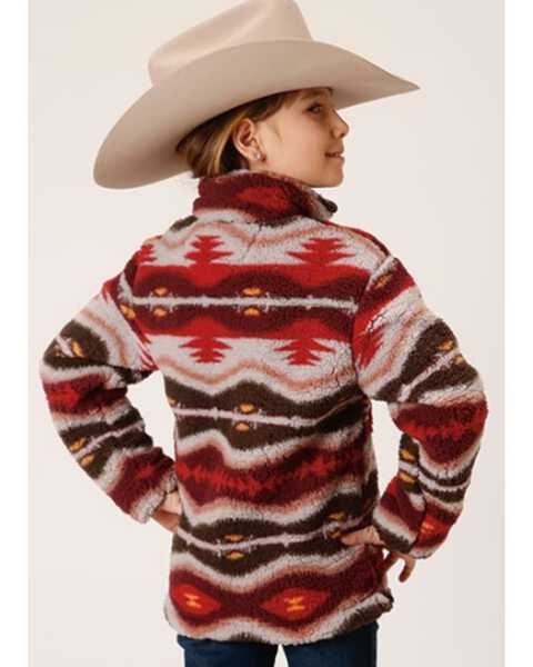 Image #2 - Roper Girls' Southwestern Print Fuzzy Polar Fleece Pullover, Multi, hi-res