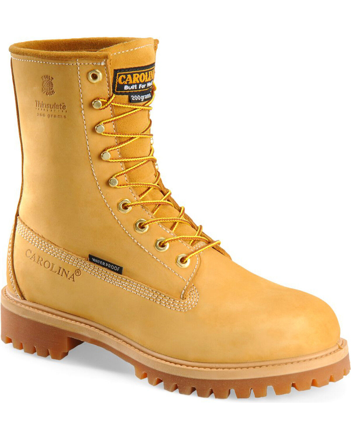 Image #1 - Carolina Men's Waterproof Insulated Work Boots - Round Toe, Wheat, hi-res