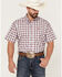 Cinch Men's Plaid Print Short Sleeve Button Down Western Shirt , White, hi-res