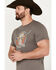 Rock & Roll Denim Men's Pow Pow Rodeo Short Sleeve Graphic T-Shirt, Grey, hi-res
