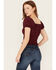 Image #5 - Shyanne Women's Puff Sleeve Smocked Bodice Top, Maroon, hi-res