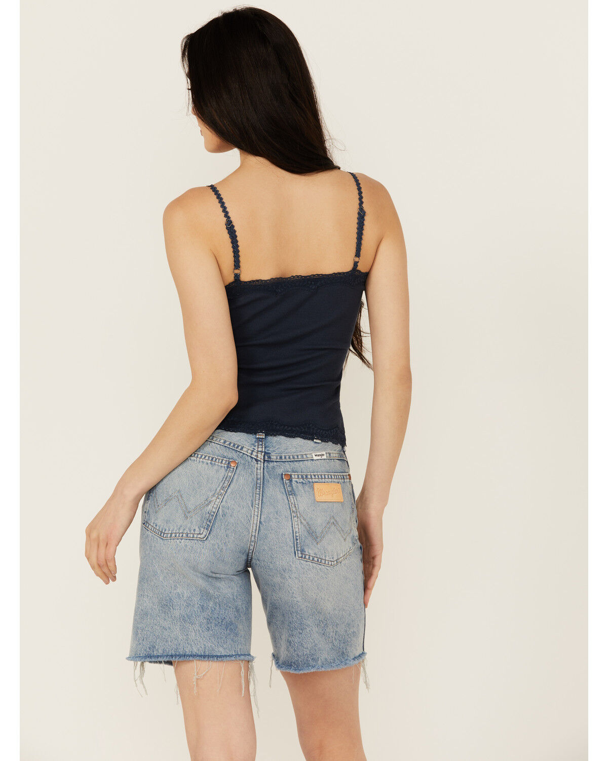 Image #4 - Shyanne Women's Lace Trim Ribbed Cami, Navy, hi-res