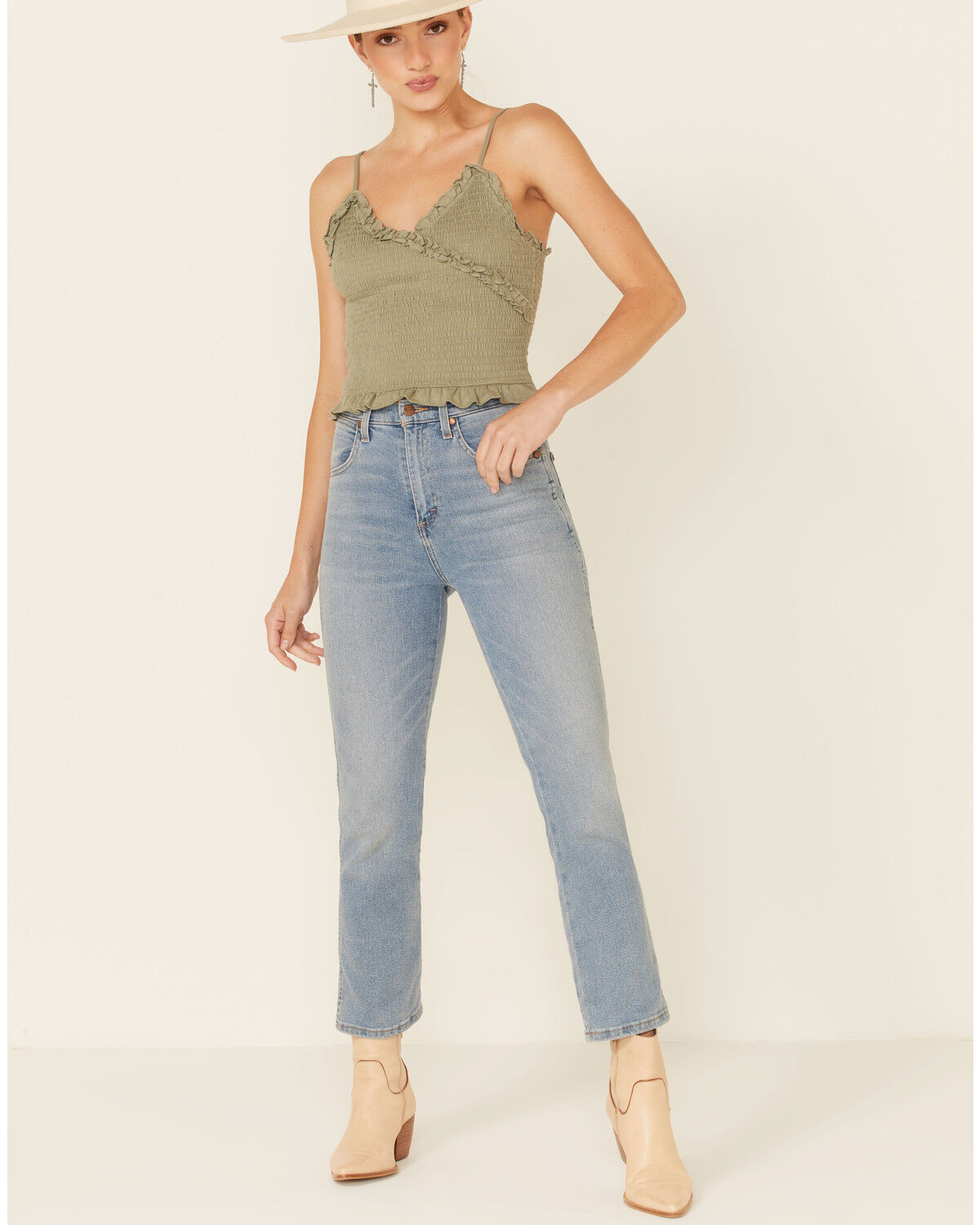 Image #2 - Eyeshadow Women's Smocked Crop Cami, , hi-res